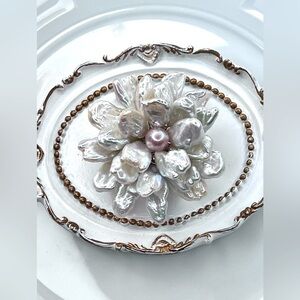 Handmade Freshwater Keshi Pearl High Luster Multi Layer Flower 🌺 Pendant HUGE